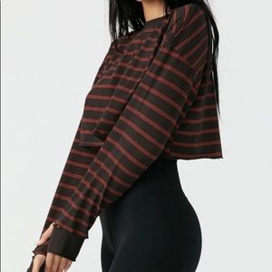 Joah brown striped soho crop